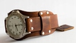 Vintage retro skórzany pasek zegarka na podkładce handmade (1)